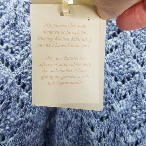 BLARNEY Woolen Mill Open Front Cardigan Women M Cotton Linen Denim Blue Knit NEW - Picture 11 of 14